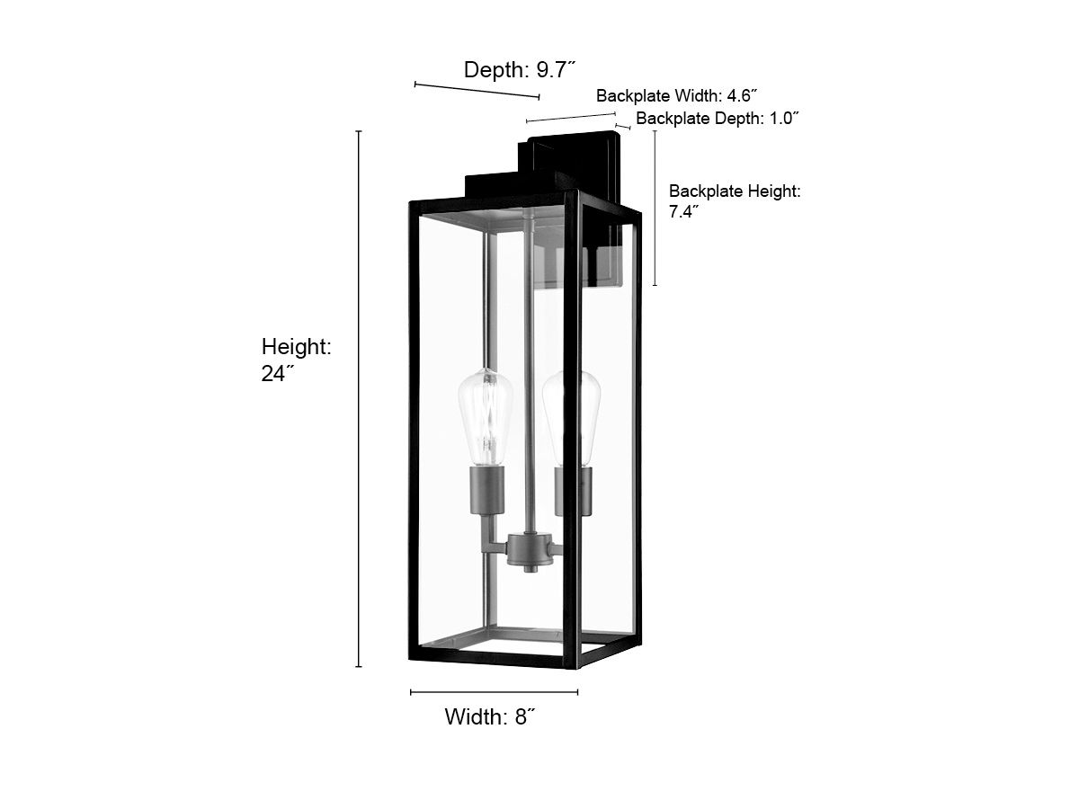 Image 6 Millennium Lighting Atless 2 Light Outdoor Wall Lantern in Black more views
