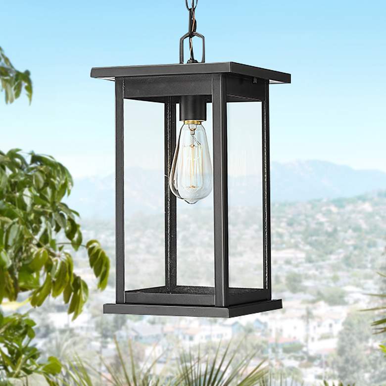 Image 1 Millennium Lighting Bowton 1 Light Outdoor Pendant in Powder Coat Black