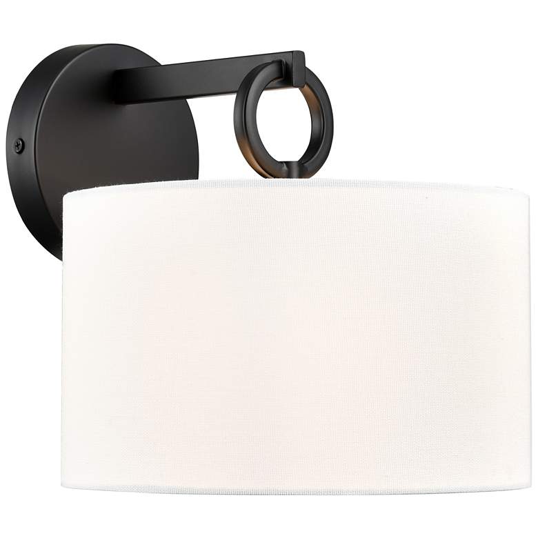 Image 1 Millennium Lighting Braxstan 9 1/2" High Black and Linen Wall Sconce