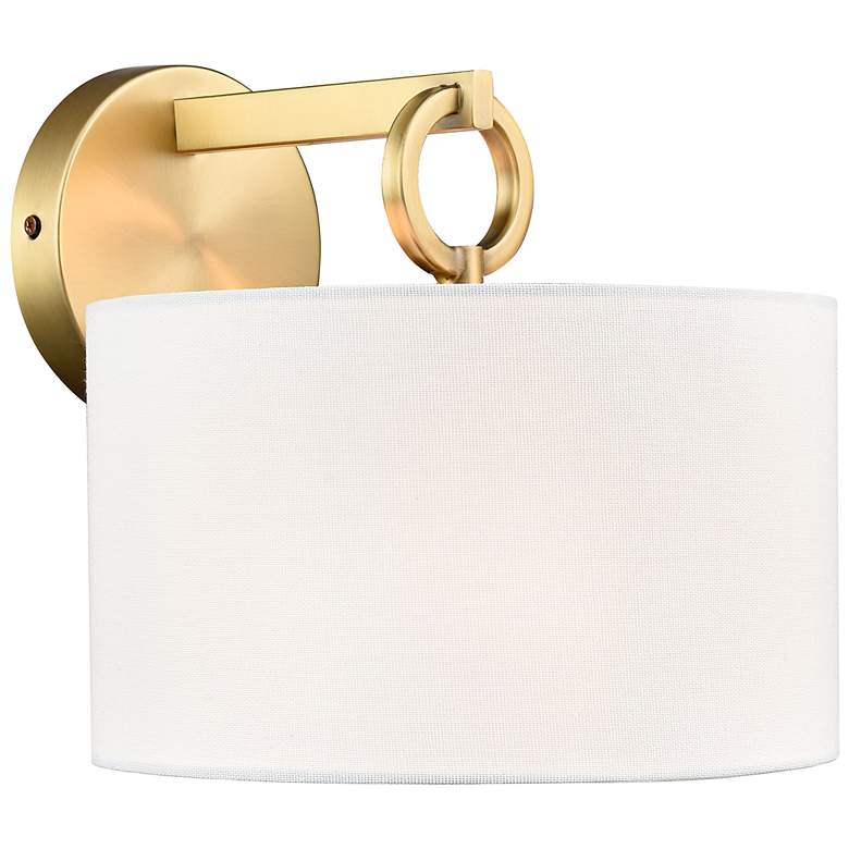 Image 1 Millennium Lighting Braxstan 9 1/2" High Brass and Linen Wall Sconce
