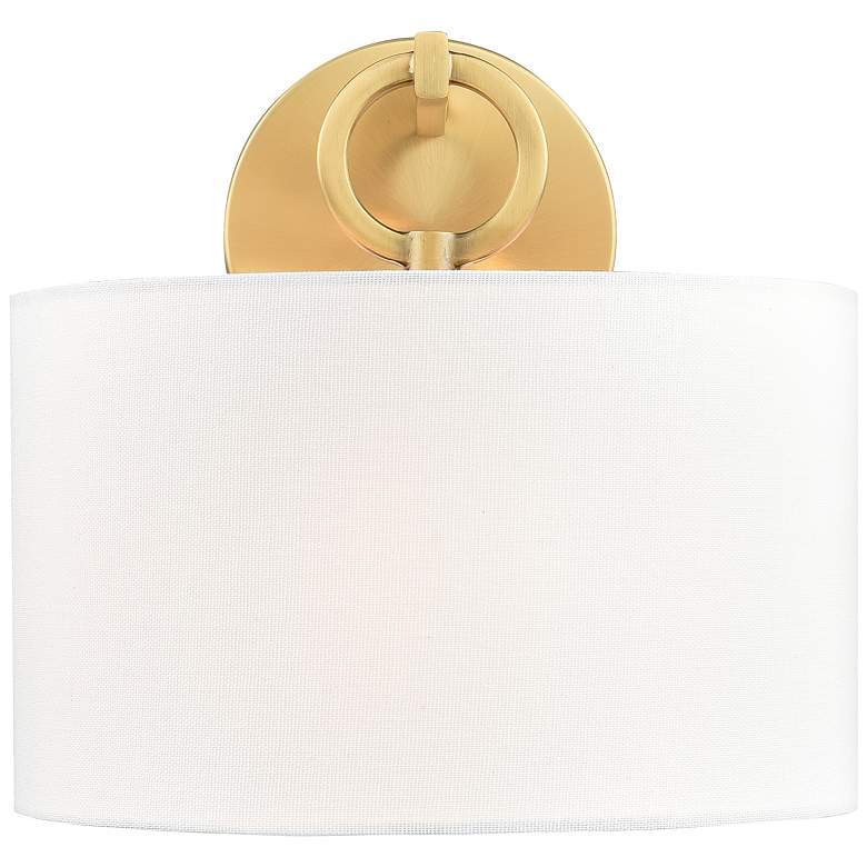 Image 2 Millennium Lighting Braxstan 9 1/2" High Brass and Linen Wall Sconce more views