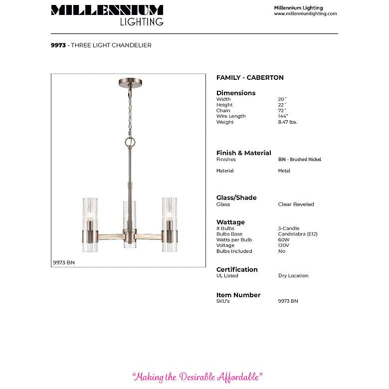 Image 4 Millennium Lighting Caberton 3 Light Chandelier Ceiling Light more views
