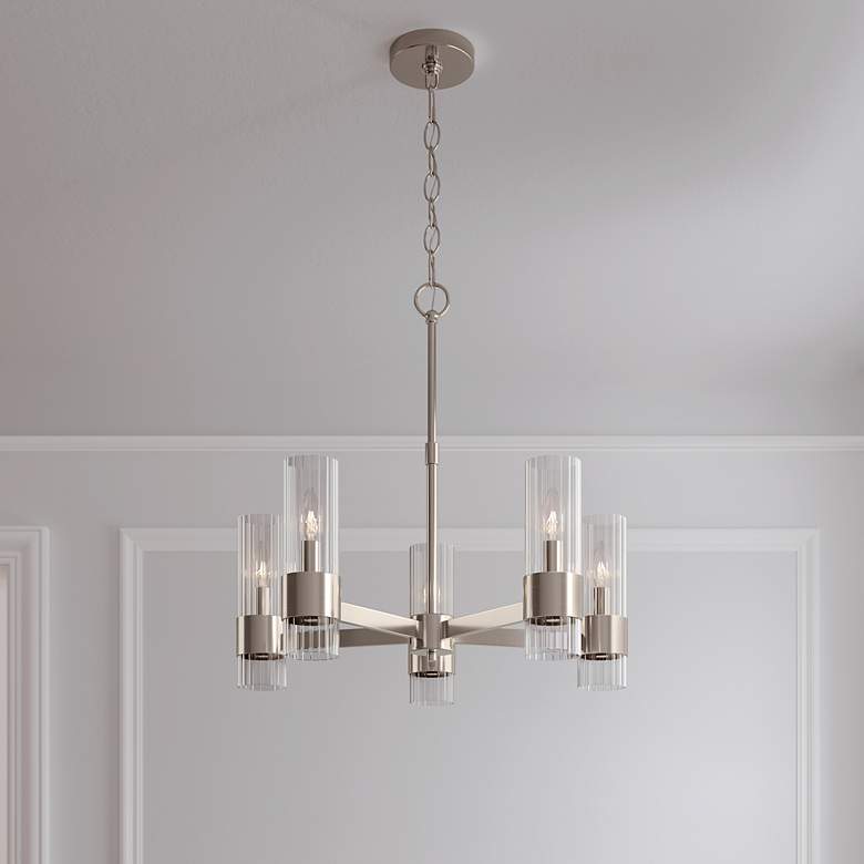 Image 2 Millennium Lighting Caberton 5 Light Chandelier Fixture in Brushed Nickel more views