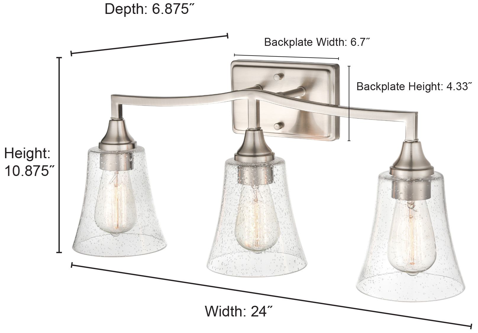 Image 3 Millennium Lighting Caily 3 Light Vanity Fixture in Brushed Nickel more views