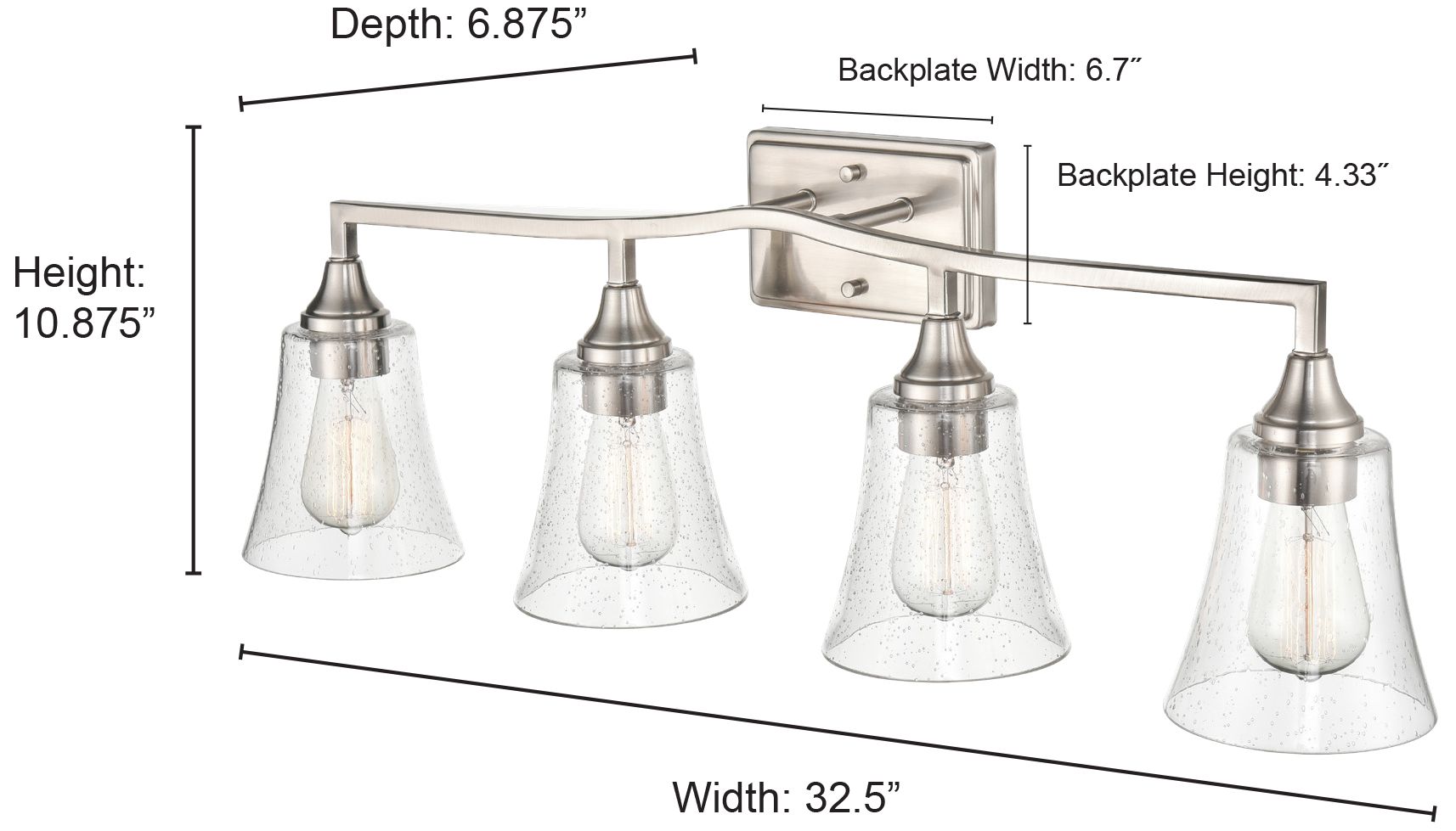 Image 5 Millennium Lighting Caily 4 Light Vanity Fixture in Brushed Nickel more views