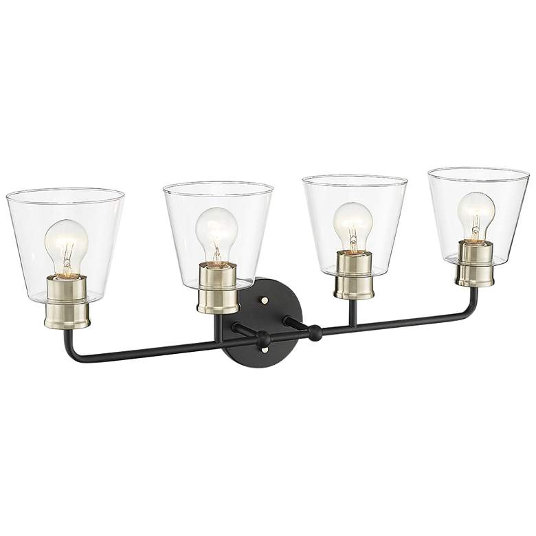 Image 1 Millennium Lighting Cameron 30" Wide Black and Gold 4-Light Bath Light