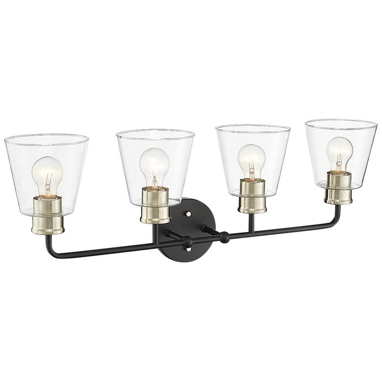 Image 1 Millennium Lighting Cameron 30 inch Wide Black and Gold 4-Light Bath Light