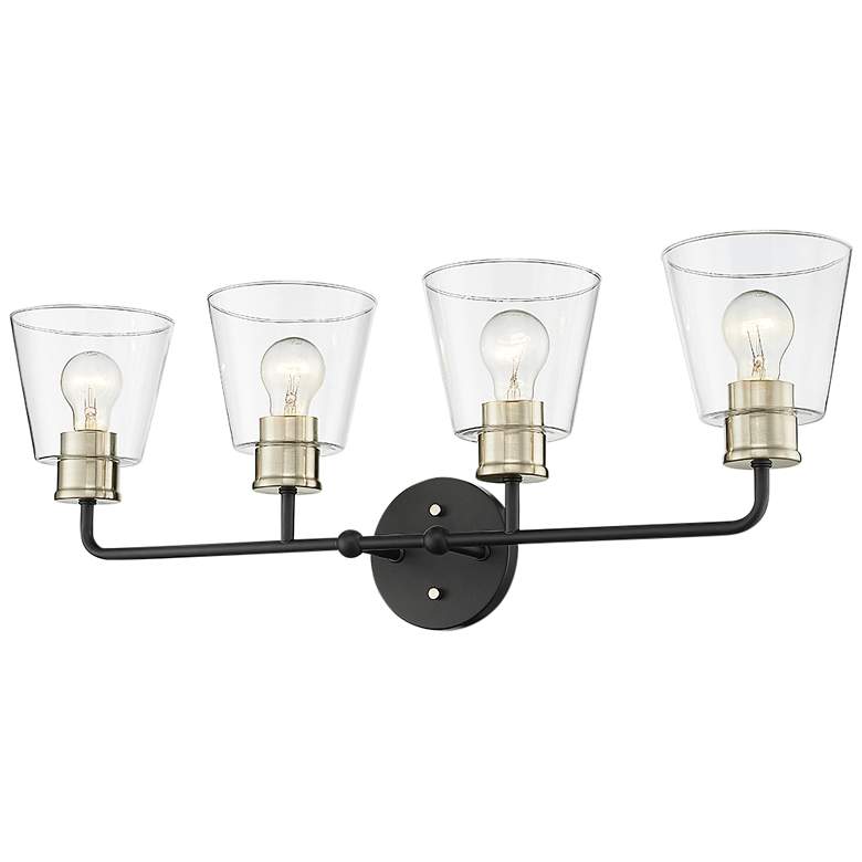 Image 3 Millennium Lighting Cameron 30" Wide Black and Gold 4-Light Bath Light more views
