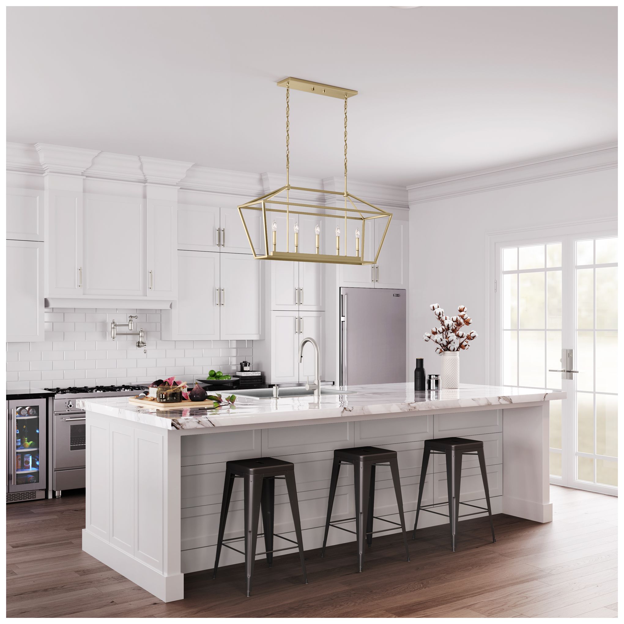 Millennium Lighting Cavelli 40" Modern Gold 5-Light Island Pendant in scene