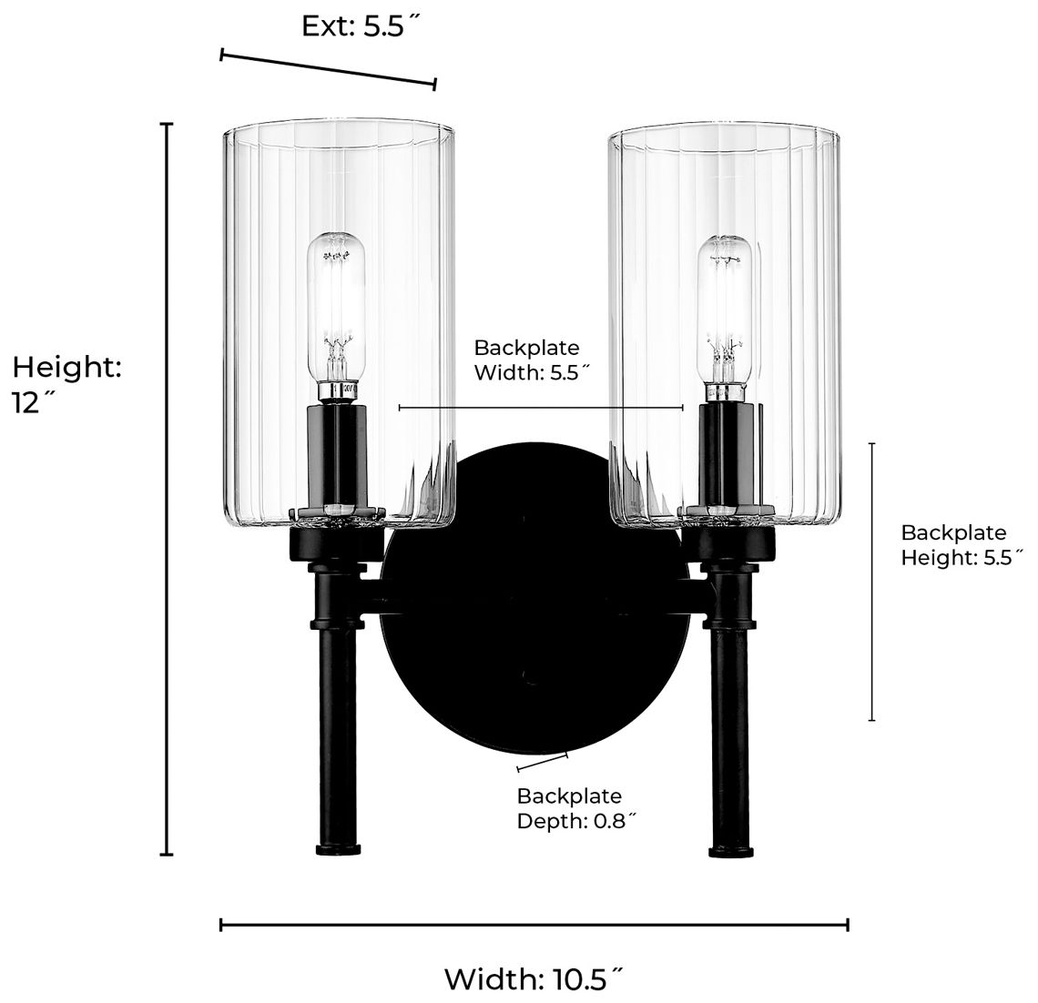 Image 6 Millennium Lighting Chastine 2-Light Vanity Light in Matte Black more views