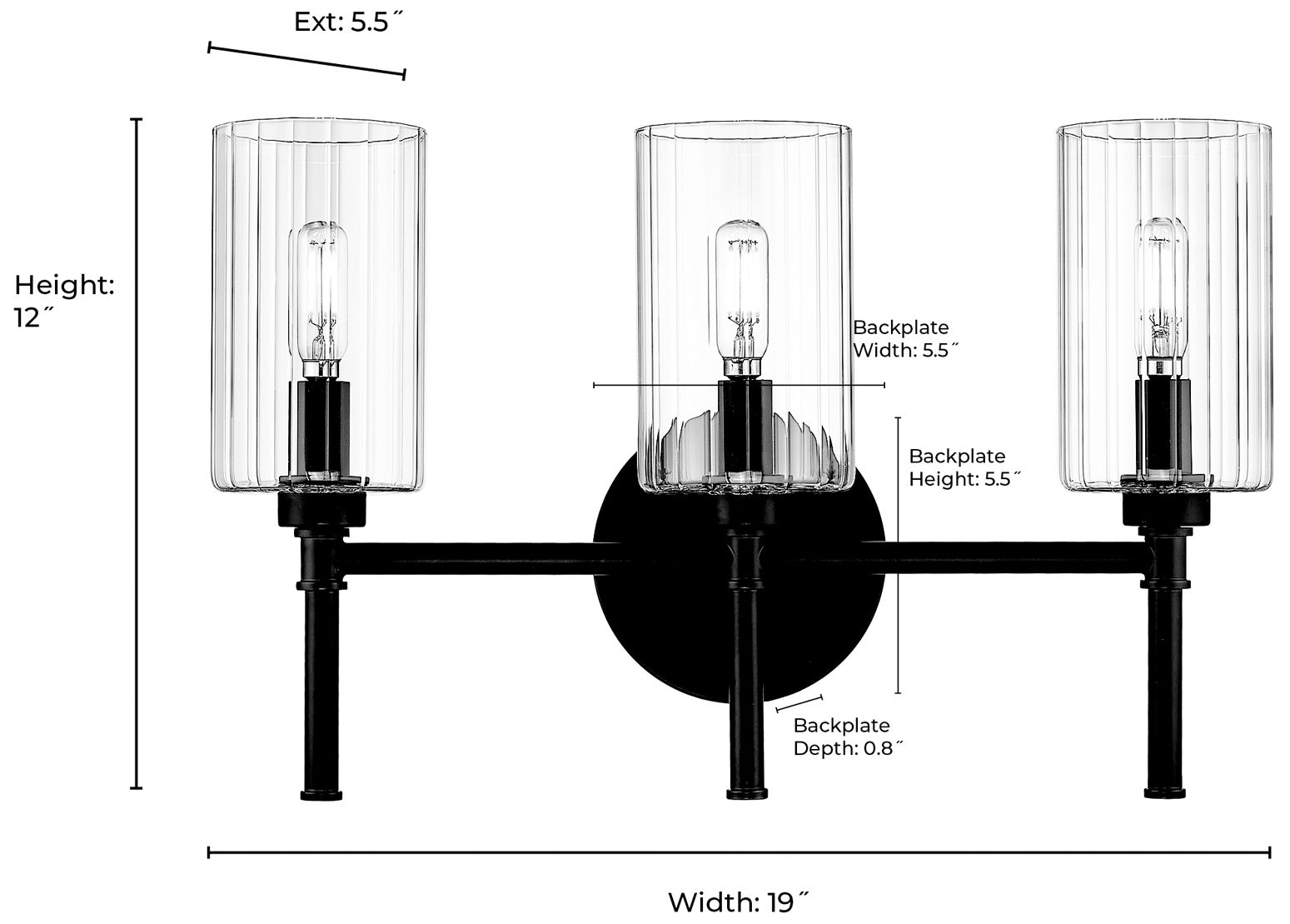 Image 6 Millennium Lighting Chastine 3-Light Vanity Light in Polished Nickel more views