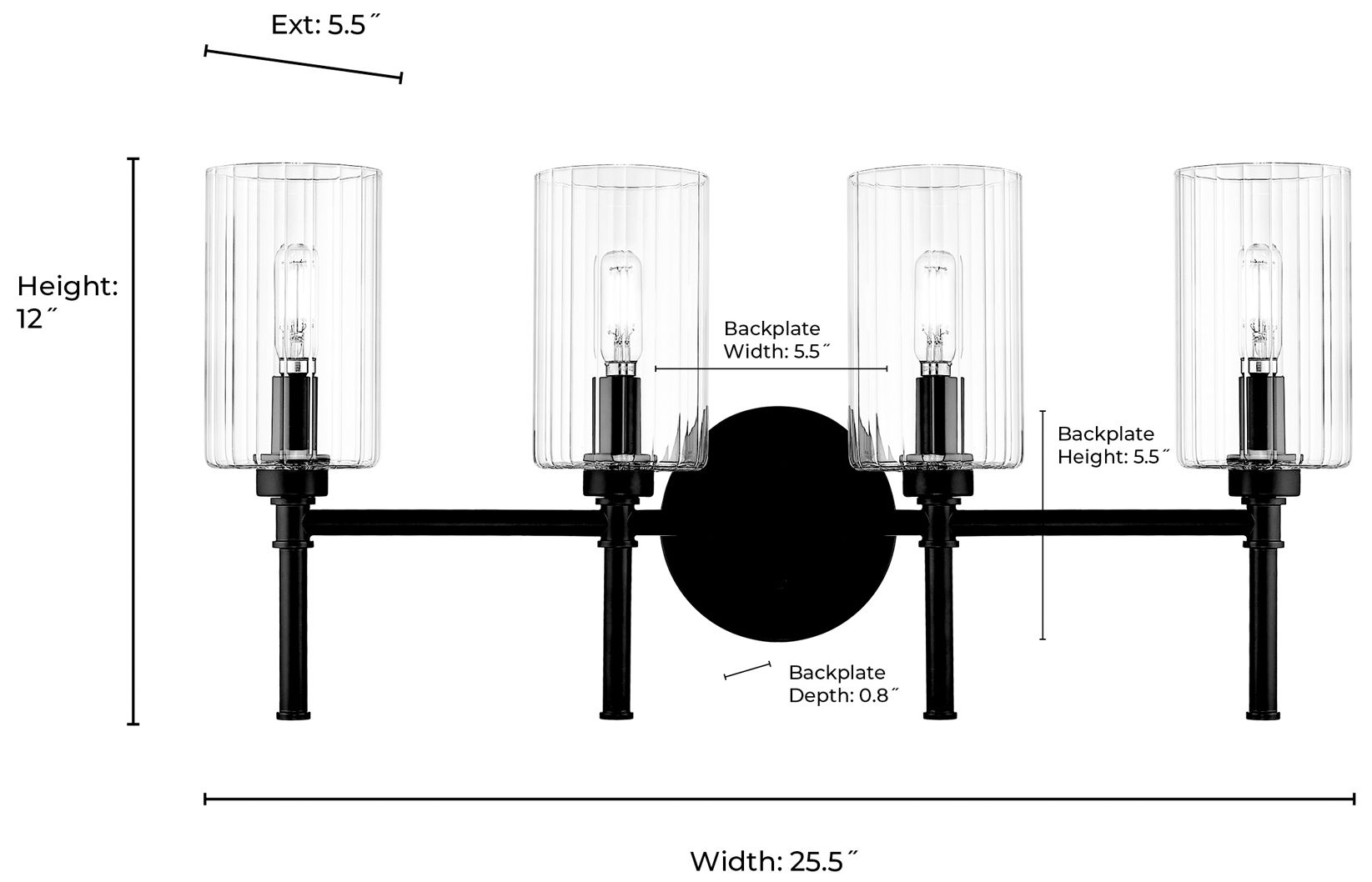 Image 6 Millennium Lighting Chastine 4-Light Vanity Light in Matte Black more views