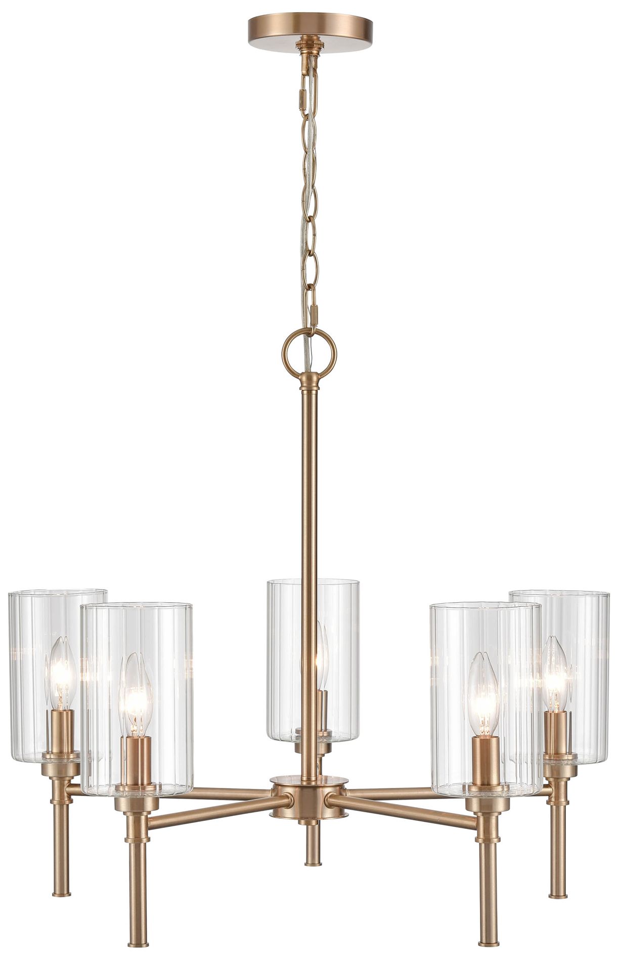 Millennium Lighting Chastine 5 Light Chandelier Fixture in Modern Gold