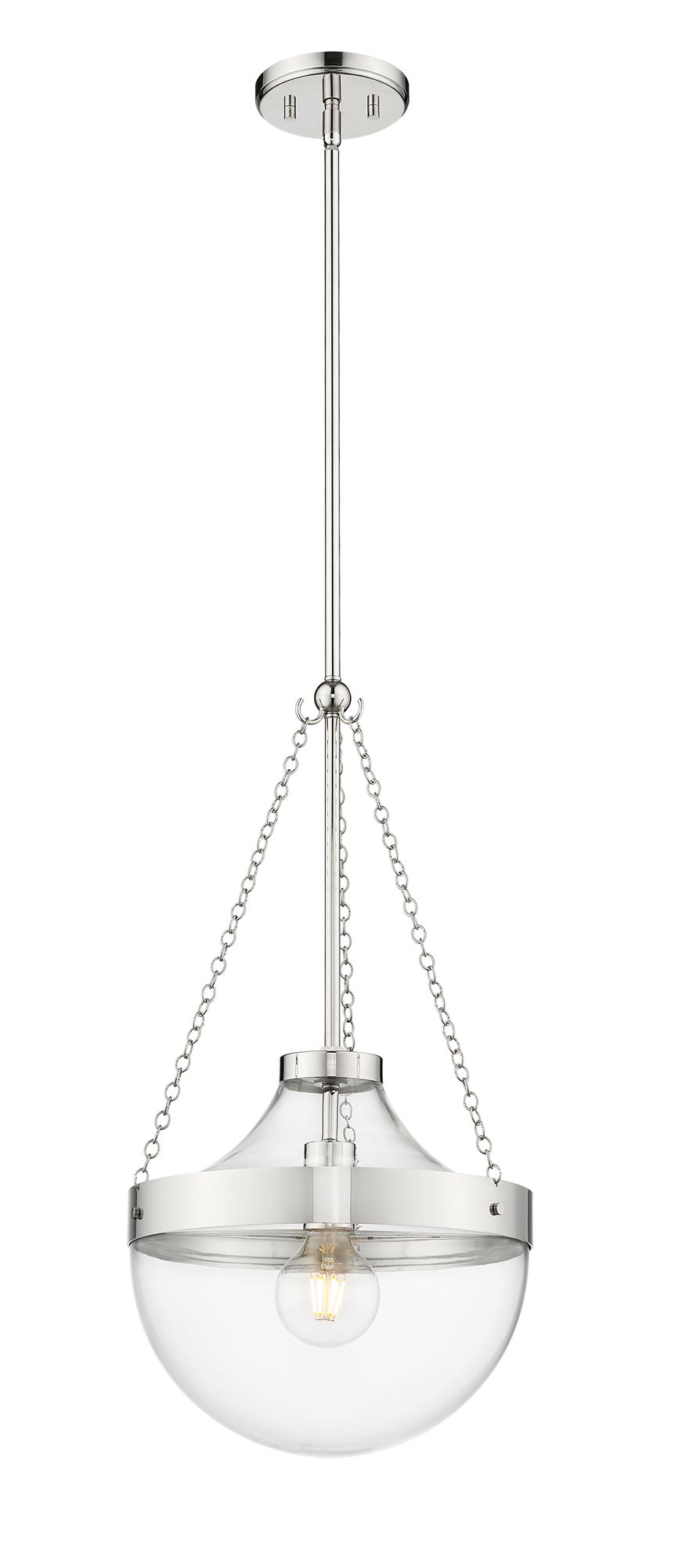 Thumbnail2 of Millennium Lighting Clarra 1-Light Pendant in Polished Nickel more views