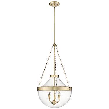 Millennium Lighting Clarra 15 3/4" Gold 3-Light Glass Bowl Pendant