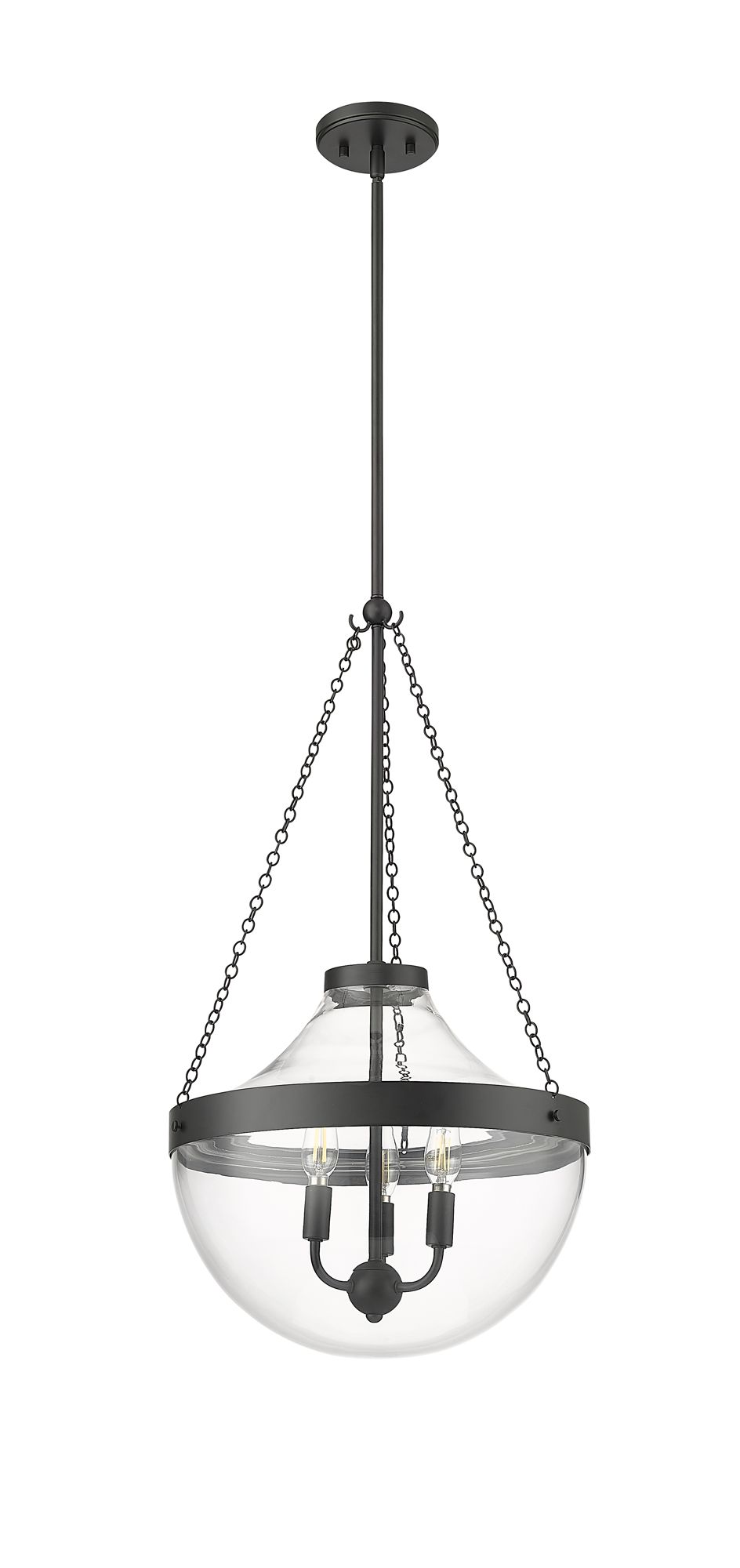 Image 2 Millennium Lighting Clarra 3-Light Matte Black Pendant more views