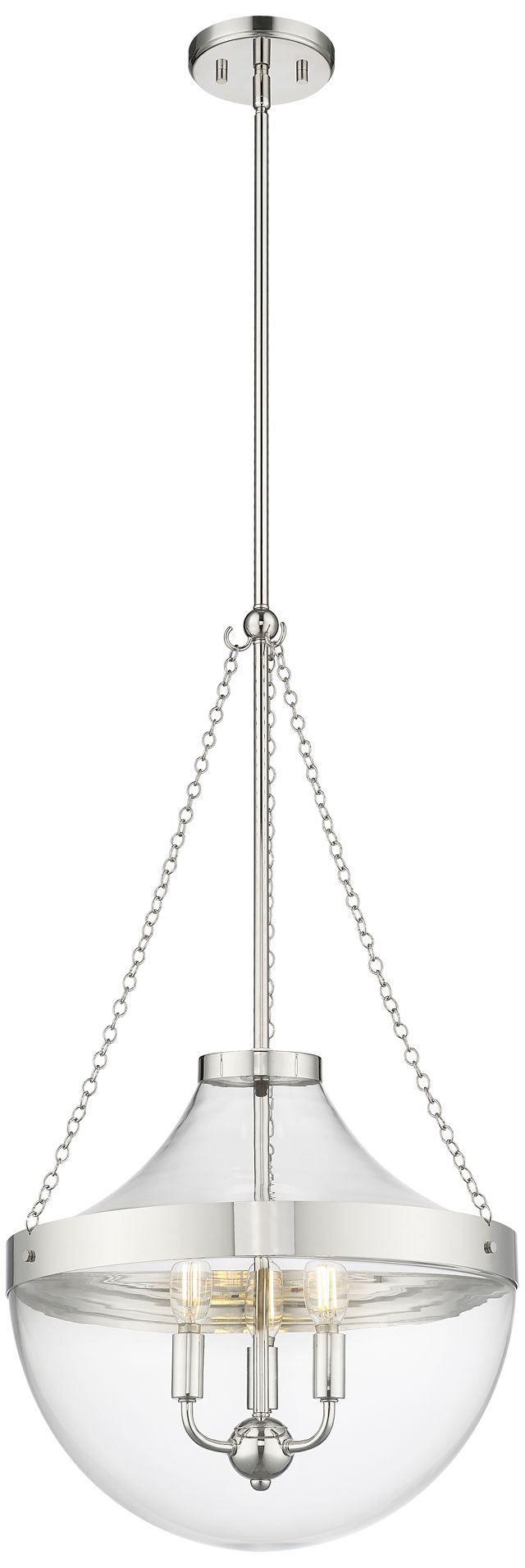 Image 2 Millennium Lighting Clarra 3-Light Pendant in Polished Nickel more views