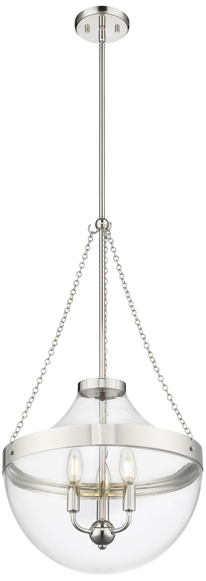 Image 3 Millennium Lighting Clarra 3-Light Pendant in Polished Nickel more views