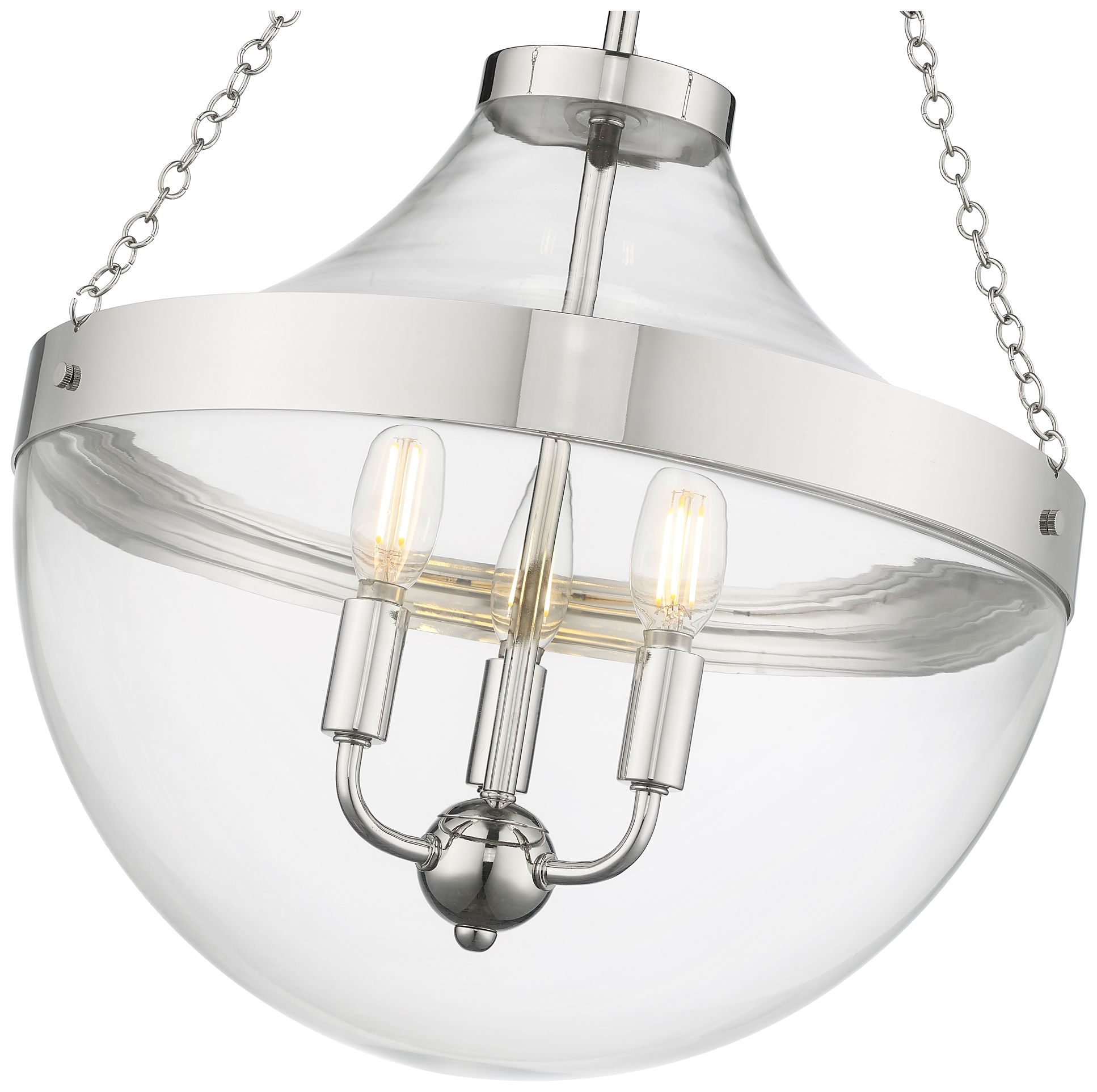 Image 5 Millennium Lighting Clarra 3-Light Pendant in Polished Nickel more views