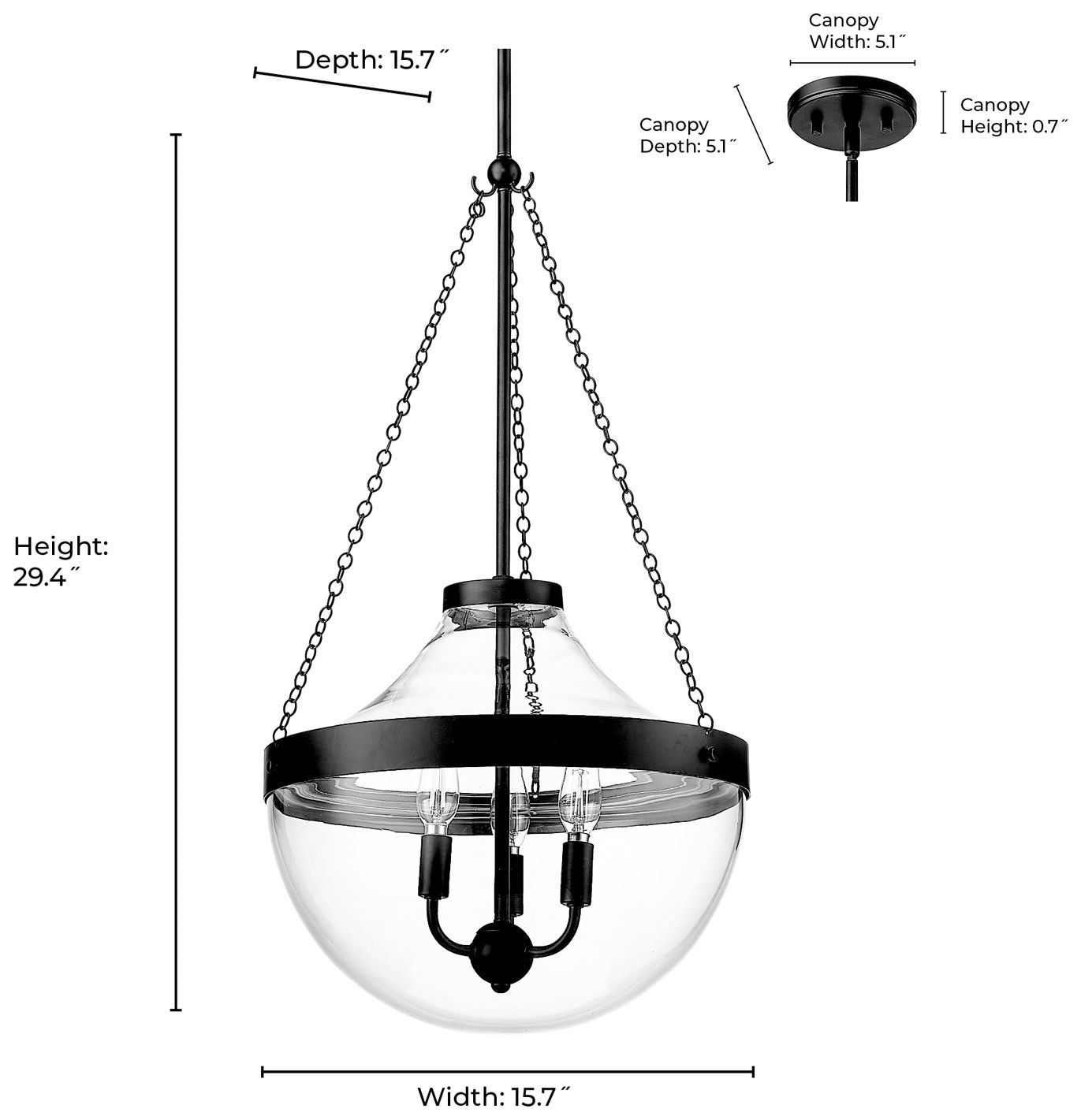 Image 6 Millennium Lighting Clarra 3-Light Pendant in Polished Nickel more views