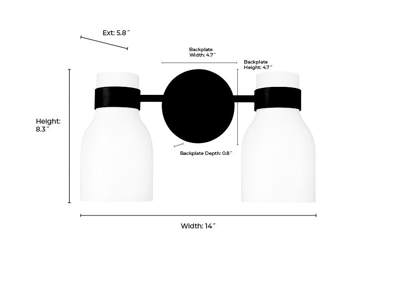 Image 6 Millennium Lighting Corella 2-Light Vanity Light in Matte Black more views