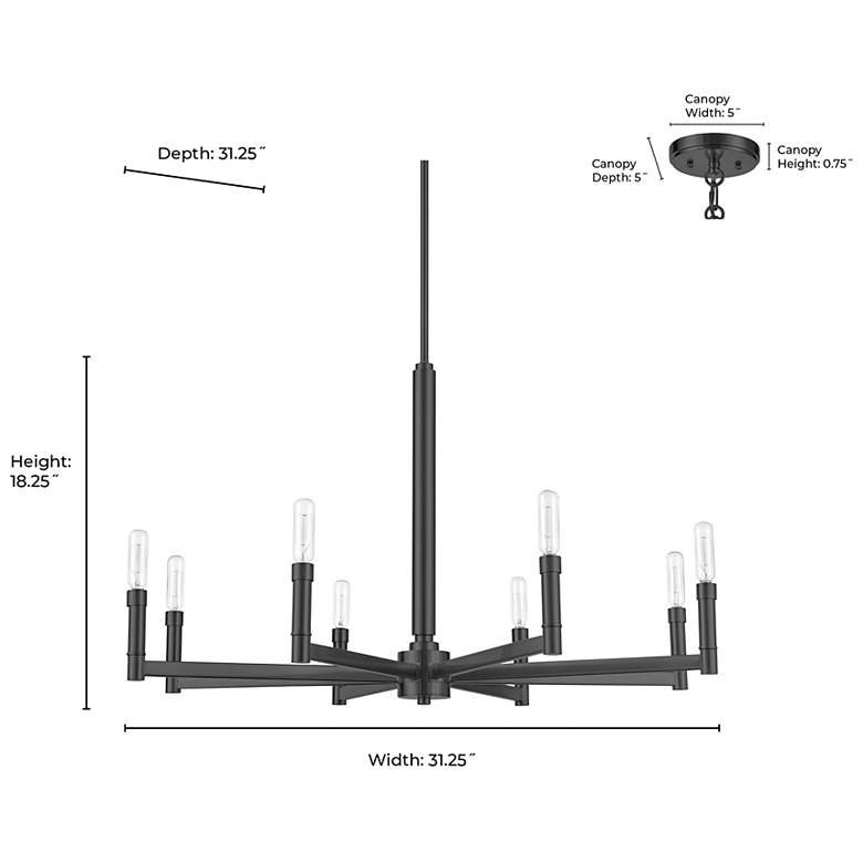 Image 4 Millennium Lighting Daxley 8-Light Chandelier in Matte Black more views