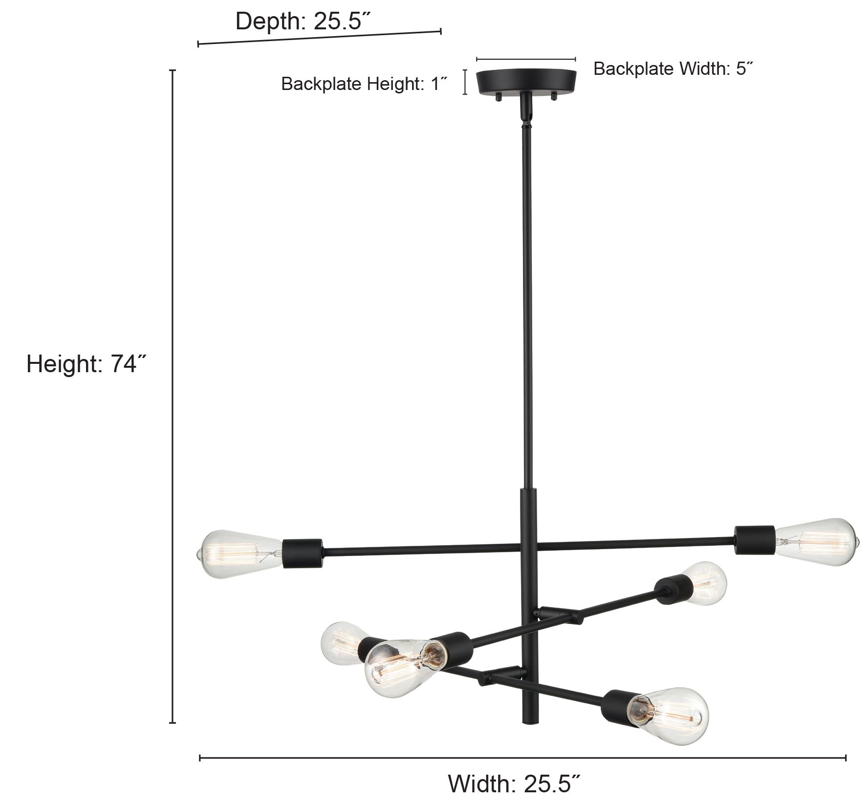 Image 5 Millennium Lighting Decco 6 Light Pendant Fixture in Matte Black more views