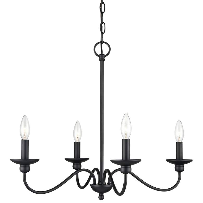Image 1 Millennium Lighting Delvona 24" Wide 4-Light Matte Black Chandelier