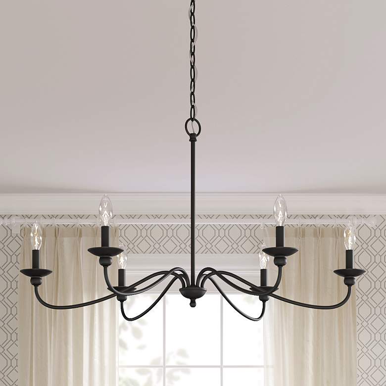 Image 2 Millennium Lighting Delvona 37" Wide Matte Black Candelabra Chandelier