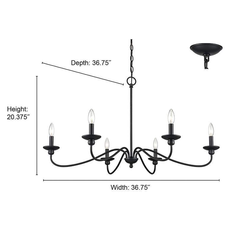 Image 7 Millennium Lighting Delvona 37" Wide Matte Black Candelabra Chandelier more views
