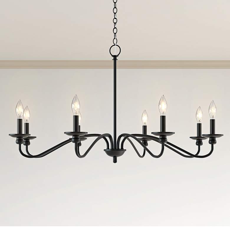 Image 1 Millennium Lighting Delvona 38" Wide 8-Light Matte Black Chandelier