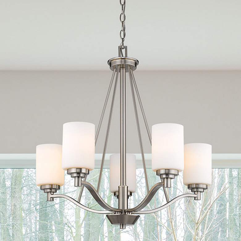 Image 1 Millennium Lighting Durham 5 Light Chandelier in Satin Nickel