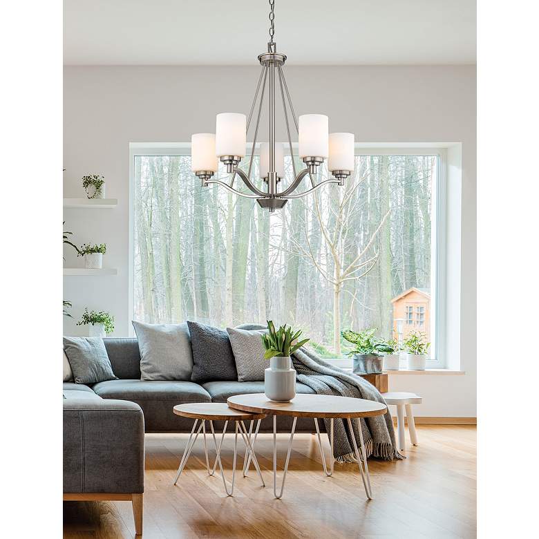 Image 3 Millennium Lighting Durham 5 Light Chandelier in Satin Nickel more views