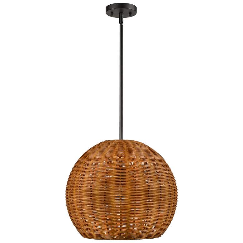 Image 5 Millennium Lighting Elise 1 Light Pendant Fixture Natural Rattan more views