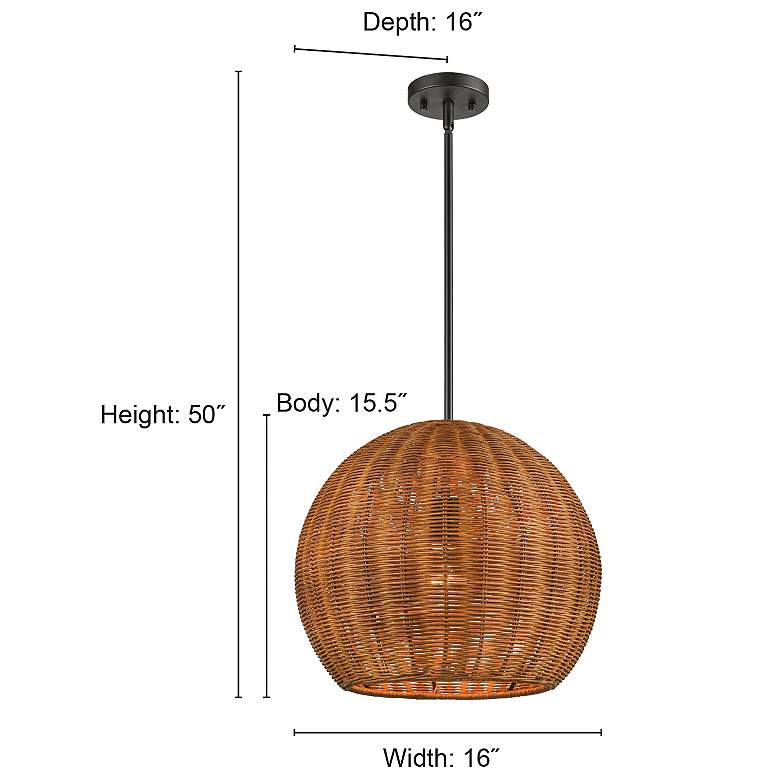 Image 6 Millennium Lighting Elise 1 Light Pendant Fixture Natural Rattan more views