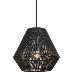 Millennium Lighting Elise 16" Wide Mid-Century Black Rattan Pendant