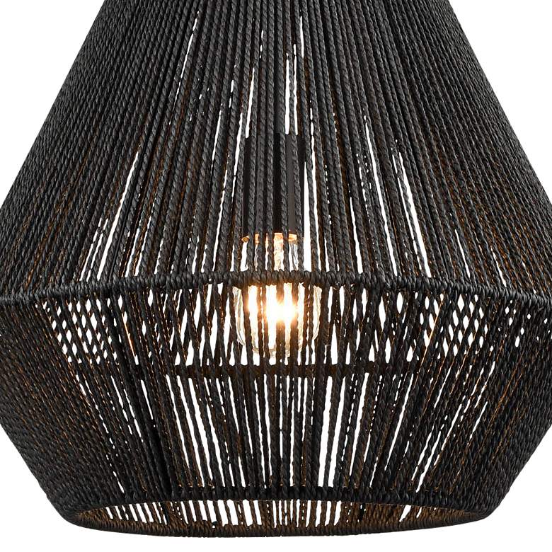 Image 4 Millennium Lighting Elise 16" Wide Mid-Century Black Rattan Pendant more views