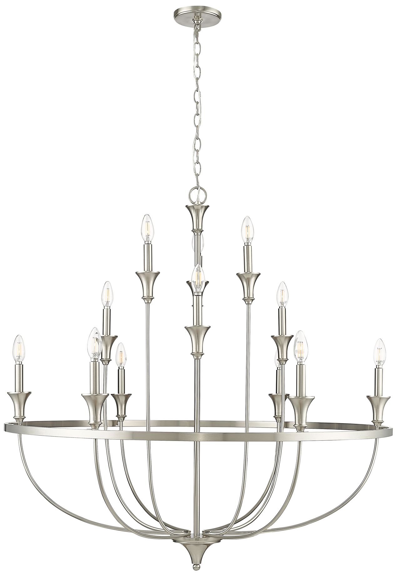 Image 2 Millennium Lighting Emery 12-Light Chandelier in Brushed Nickel