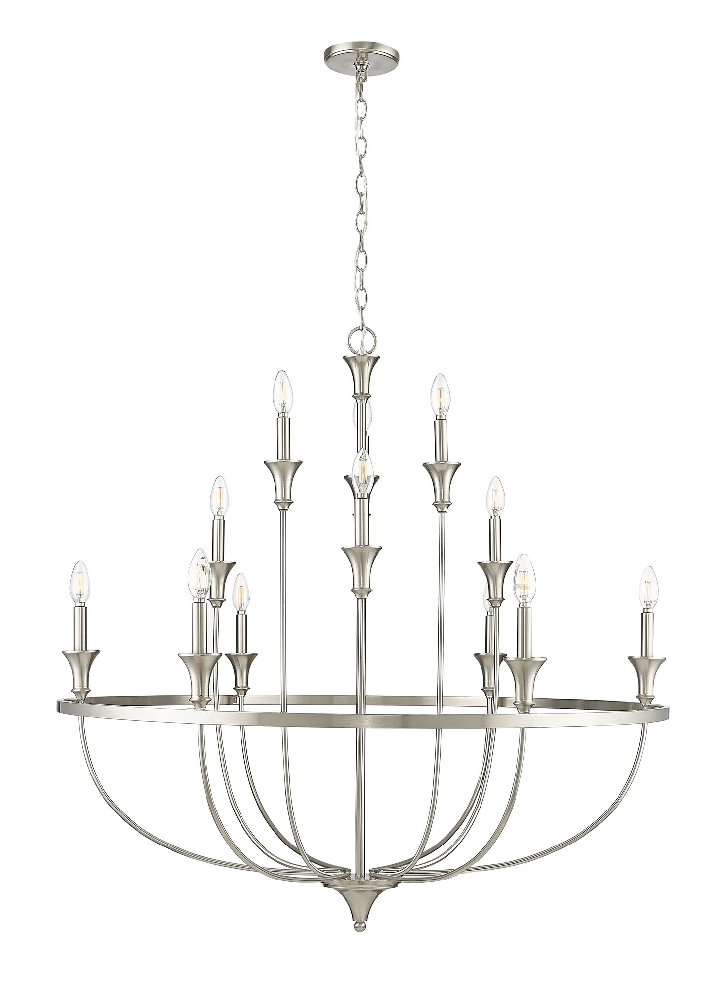 Image 3 Millennium Lighting Emery 12-Light Chandelier in Brushed Nickel more views