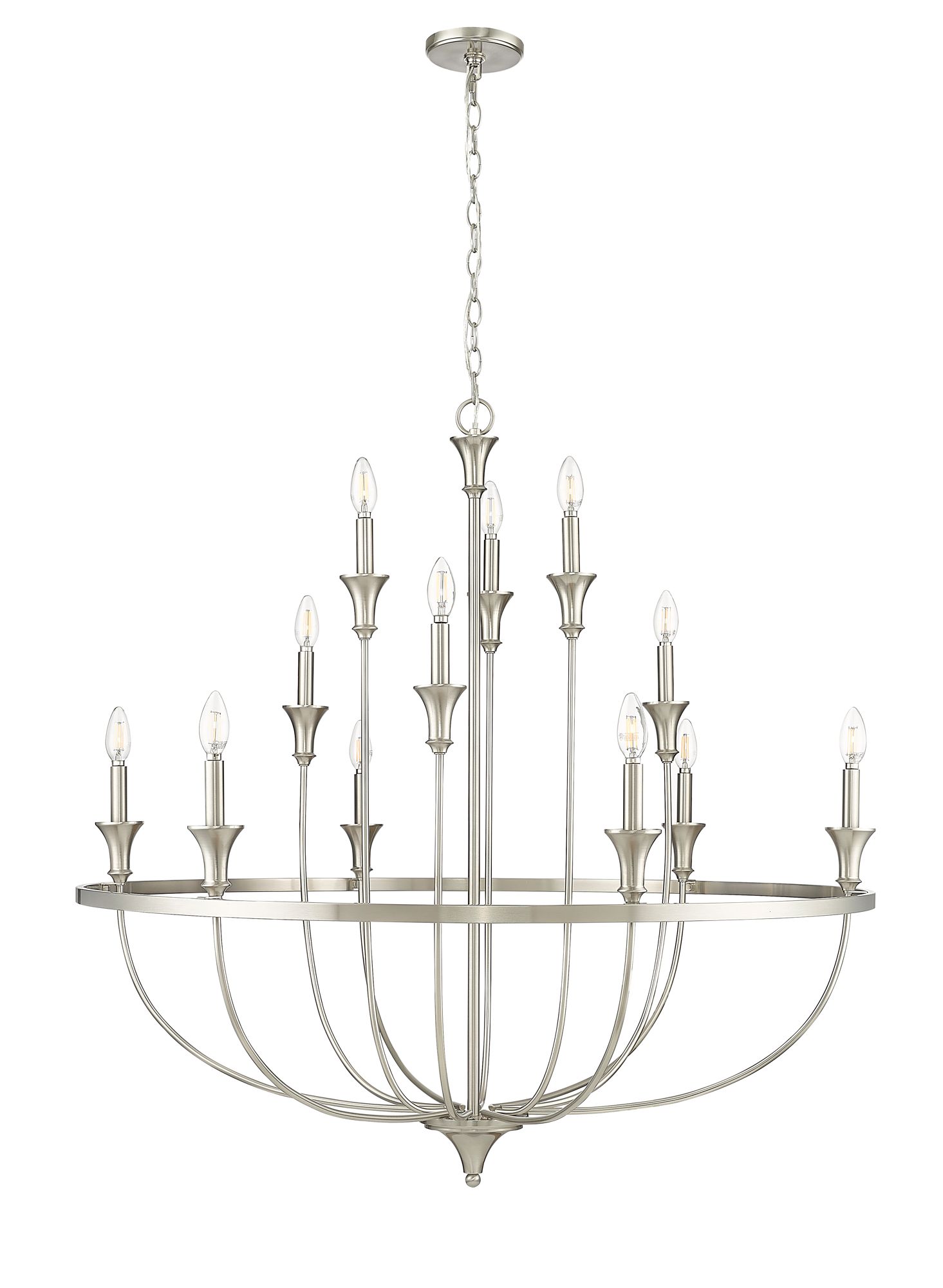 Image 4 Millennium Lighting Emery 12-Light Chandelier in Brushed Nickel more views