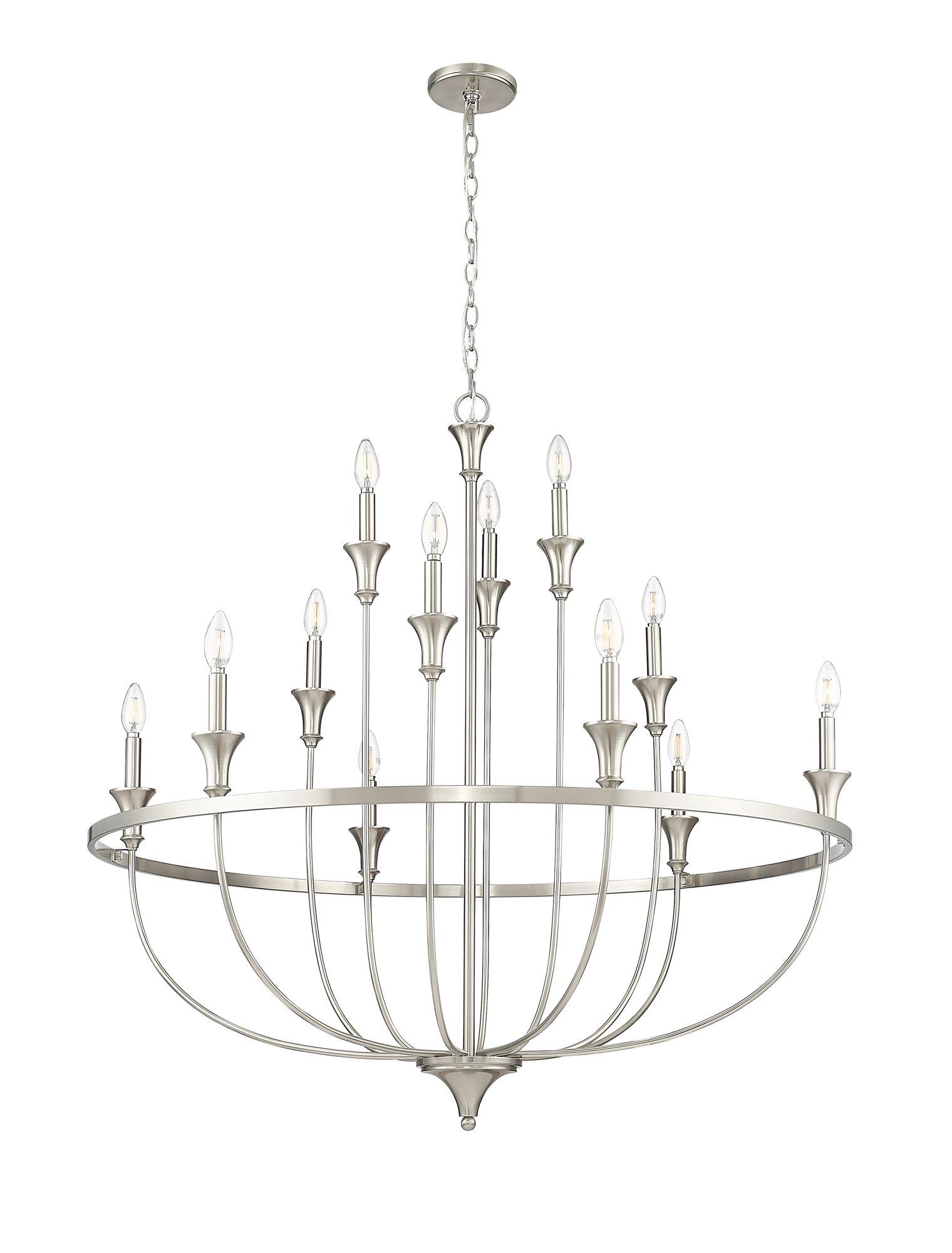 Image 5 Millennium Lighting Emery 12-Light Chandelier in Brushed Nickel more views