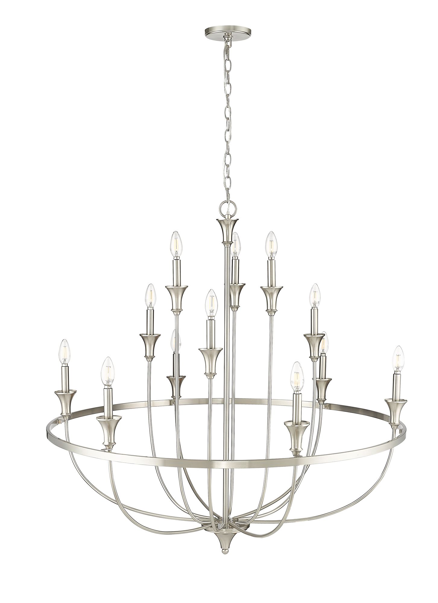 Image 6 Millennium Lighting Emery 12-Light Chandelier in Brushed Nickel more views
