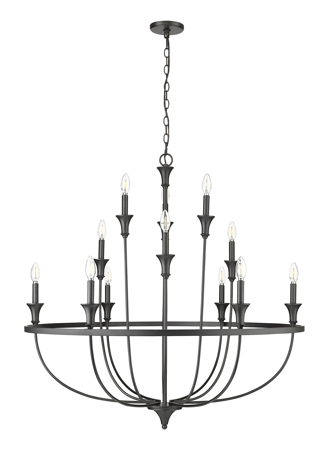 Image 3 Millennium Lighting Emery 12-Light Chandelier in Matte Black more views