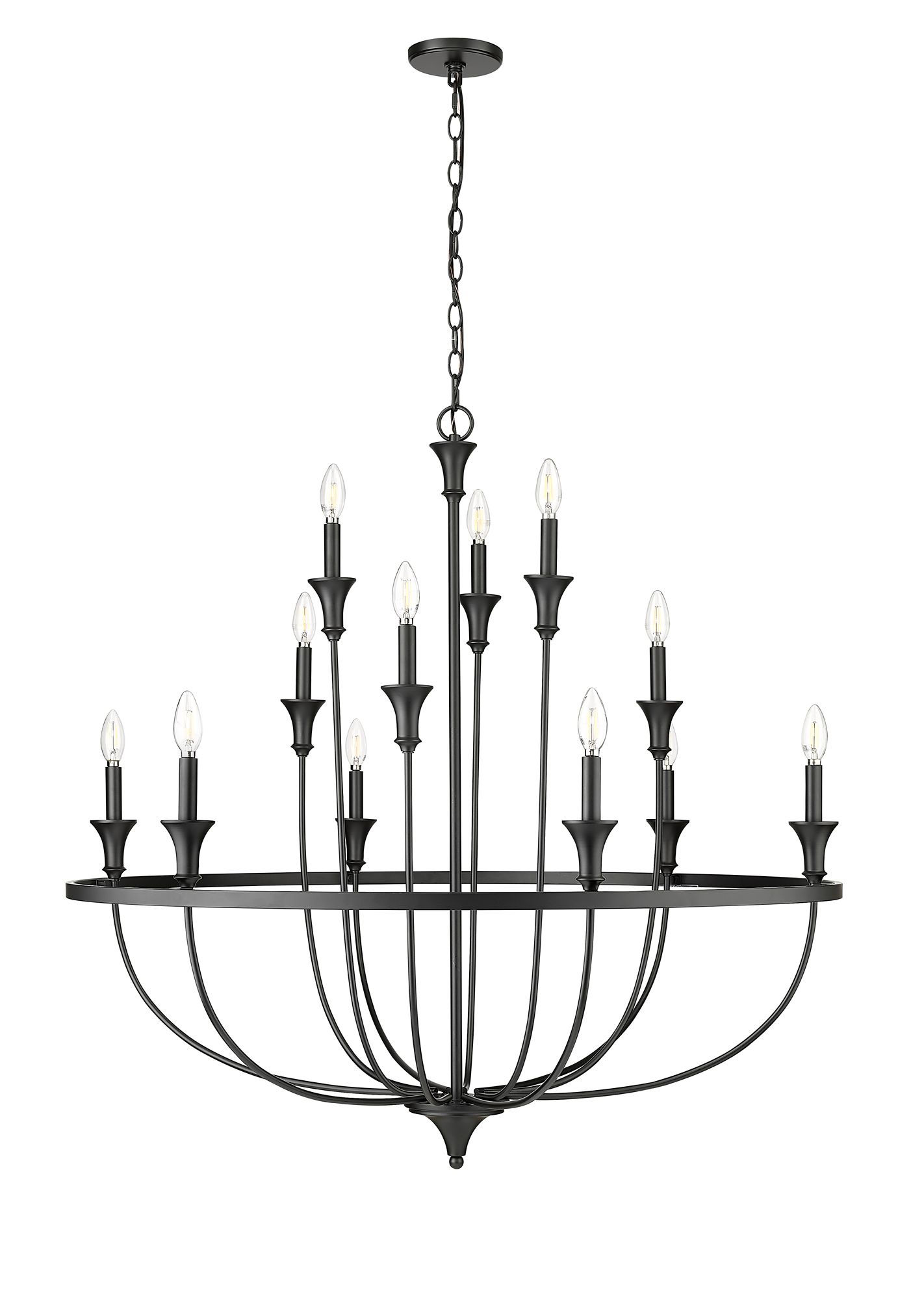 Image 4 Millennium Lighting Emery 12-Light Chandelier in Matte Black more views