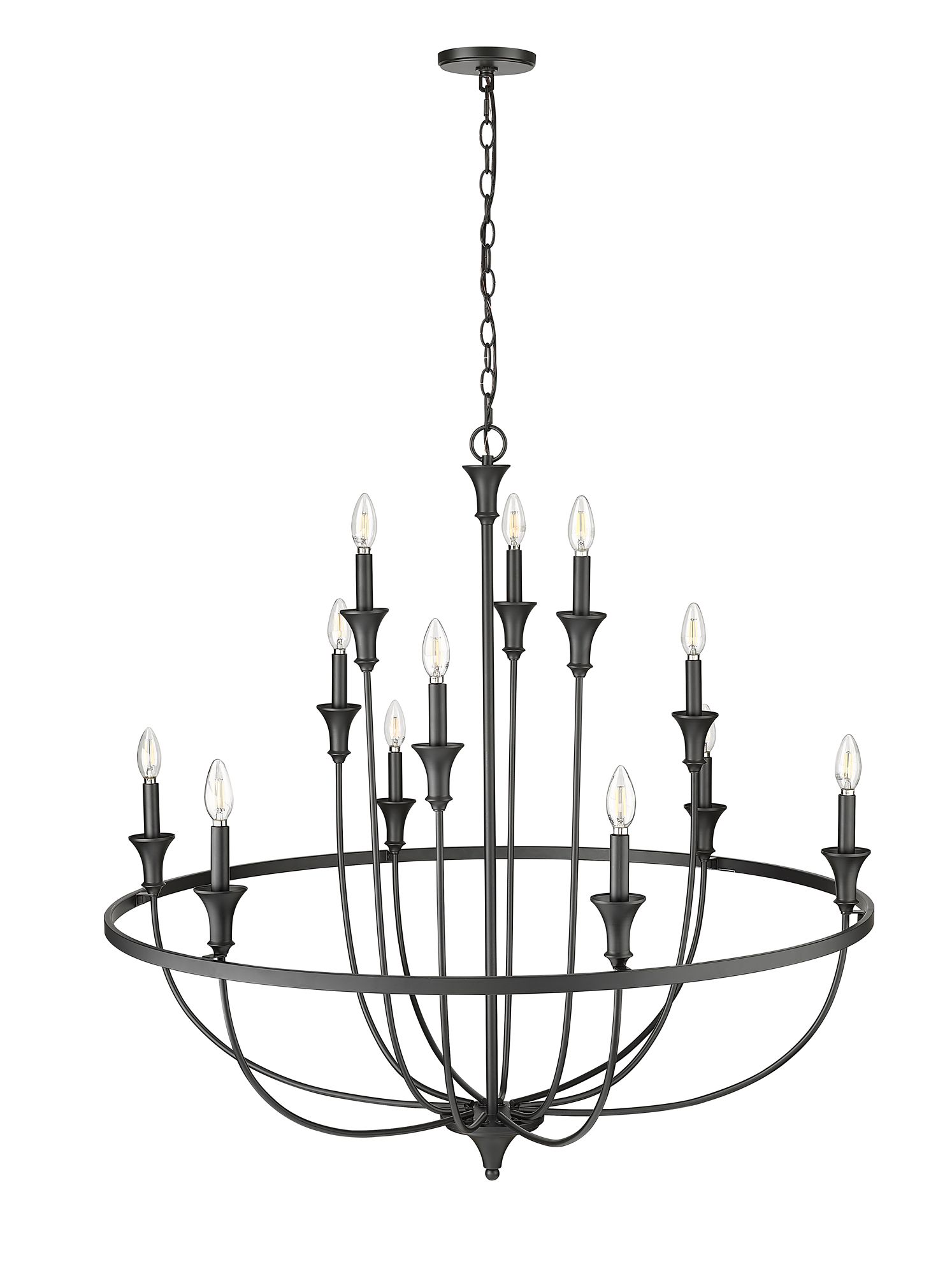 Image 6 Millennium Lighting Emery 12-Light Chandelier in Matte Black more views