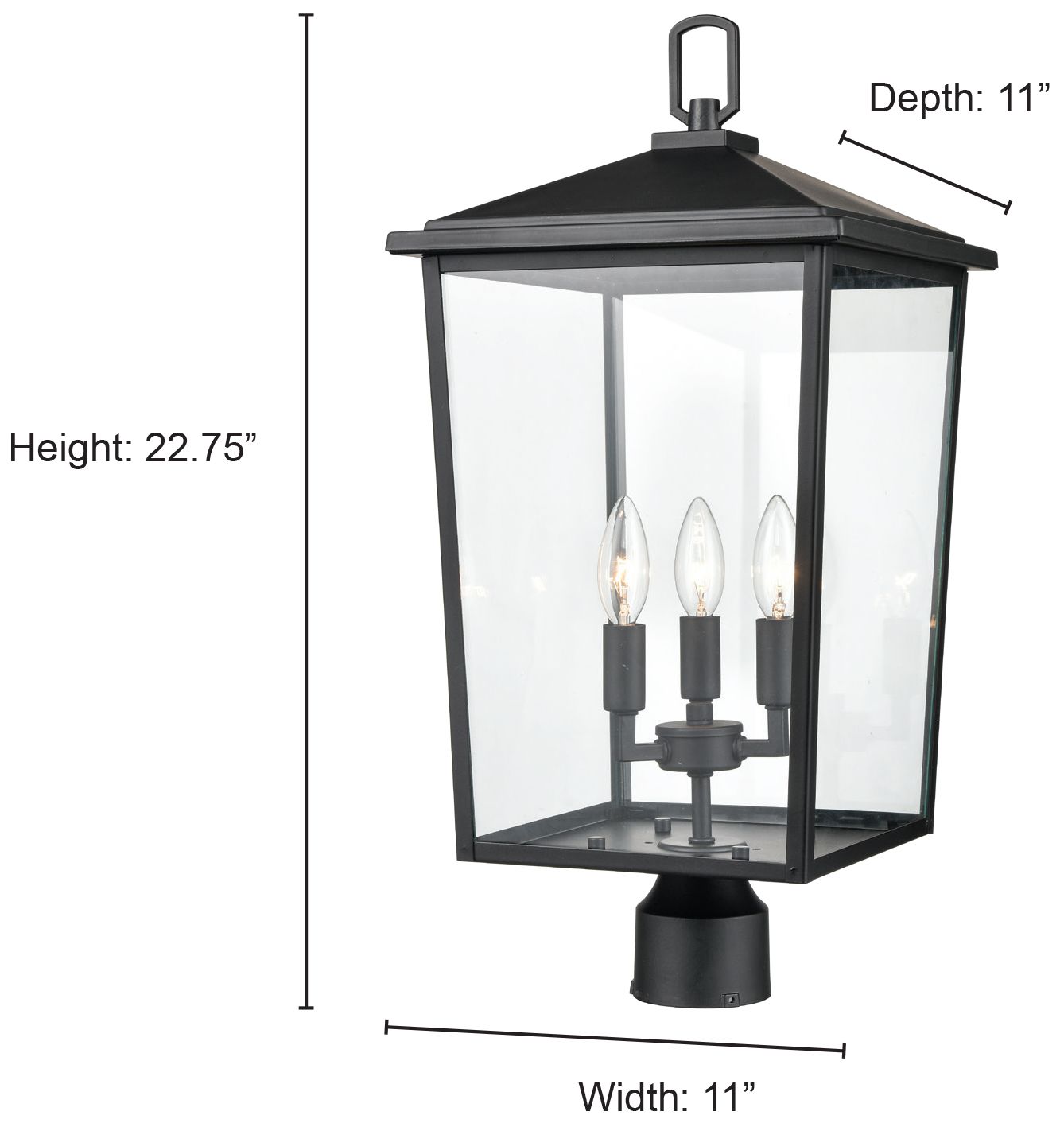 Millennium Lighting Fetterton 3 Light Outdoor Post Lantern Black