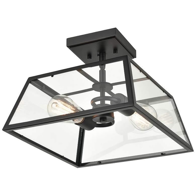 Image 1 Millennium Lighting Grant 2 Light Outdoor Flush Mount Powder Coat Black