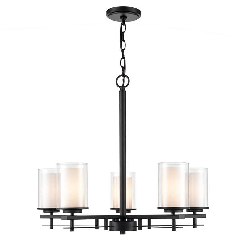 Image 2 Millennium Lighting Huderson 5 Light Chandelier Fixture in Matte Black