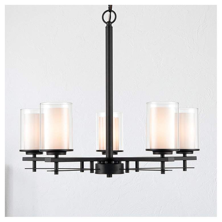 Image 1 Millennium Lighting Huderson 5 Light Chandelier Fixture in Matte Black