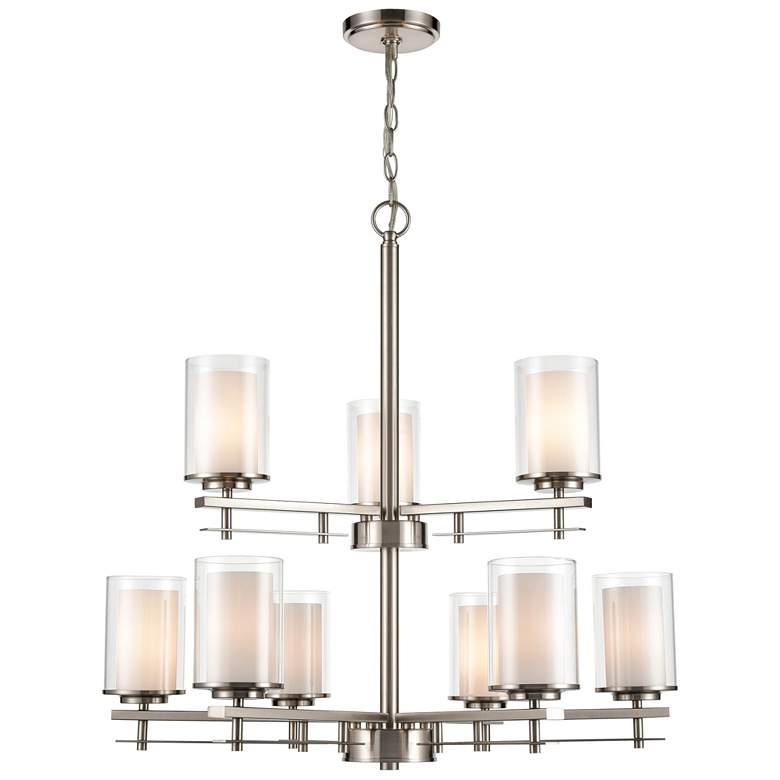 Image 1 Millennium Lighting Huderson 9 Light Chandelier Fixture in Brushed Nickel